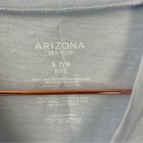 Arizona Jean Co Light Blue Short Sleeve Ruffle T-Shirt - Picture 3 of 5